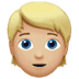 👱🏼 person: medium-light skin tone, blond hair display on Apple